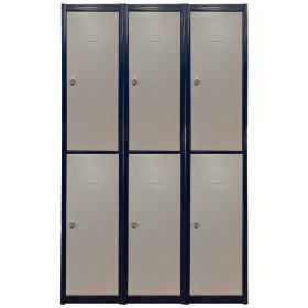 Painted Locker 2 Door 1800 x 500 x 300mm c/w Padlock 3 Bay