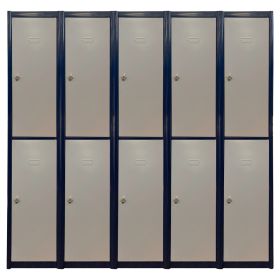 Painted Locker 2 Door 1800 x 500 x 300mm c/w Padlock 5 Bay