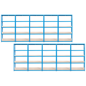 Value Shelving 1780h x 900w x 450d 5 Level 175kg UDL Blue 10 Bay