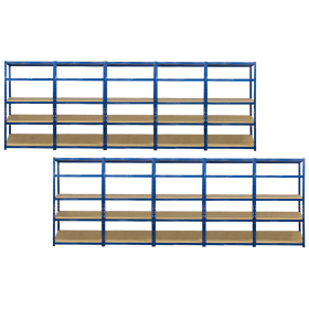 Value Shelving Keyhole Slot 1780h x 900w x 450d 5 Level 175kg UDL Blue 10 bay