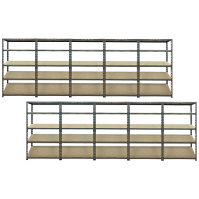 Value Shelving Keyhole Slot 1780h x 900w x 450d 5 Level 175kg UDL Grey 10 Bay