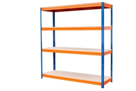 Shelving 2000h x 1500w x 600d Orange/Blue 600kg 4 Levels