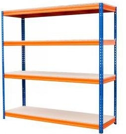 Shelving 2000h x 1500w x 800d Orange/Blue 600kg 4 Levels 