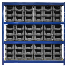 Value Shelving 250KG with 54 storage bins