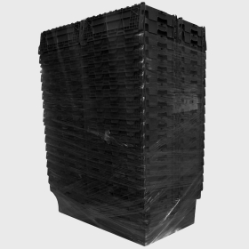 Pallet Deal - 72 Attached Lid Containers 75L 600d x 400w x 416h Black