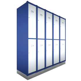 Metal Locker 2 Door 1800 x 500 x 300mm c/w Padlock 5 Bay