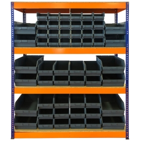 Value Shelving 350KG with 57 storage bins