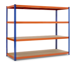 Value Shelving 1800h x 1800w x 600d 4 Level 350kg UDL Orange Blue