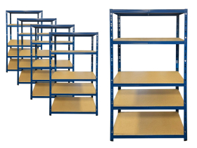 Value Shelving Keyhole Slot 1780h x 900w x 450d 5 Level 175kg UDL Blue 5 bay