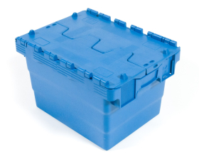 Attached Lid Containers 15L 300w x 200d x 250h Blue
