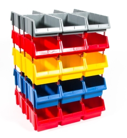 Storage Part Bins Kit 1230 1100h x 765w x 800d Grey Red Yellow Blue