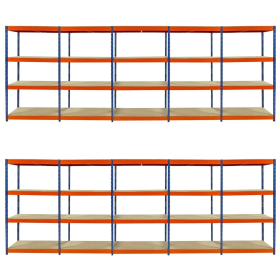 Value Shelving 1900h x 1500w x 600d 4 Level 350kg UDL Orange Blue 10 Bay Offer