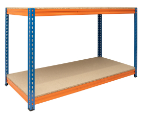 Value Workbench Orange/Blue 900h x 1500w x 600d 2 Levels c/w Chipboard 15mm 400kg
