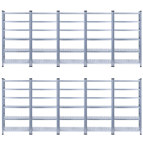 Galvanised Shelving 2500h x 900w x 600d 6 Level 10 Bay 