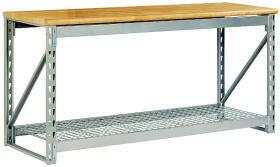 Heavy Duty Workbench with Wire-Mesh Shelf