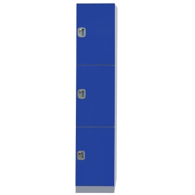 Plastic Locker 3 Door 1970h x 500d x 320w Blue