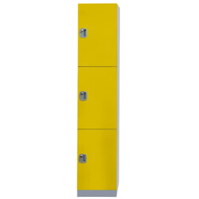 Plastic Locker 3 Door 1970h x 500d x 320w Yellow