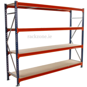 Longspan Shelving 2000H x 2400W x 400D 4 Levels c/w White Laminated Chipboard