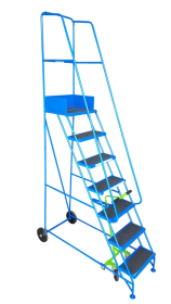 Industrial 07 tread mobile step NARROW AISLE 2750h x 630w x 1510 long - Platform 1750mm high BLUE