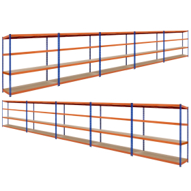 Value Shelving 1900h x 1800w x 600d 4 Level 350kg UDL Orange Blue 10 Bay Offer