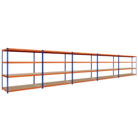 Value Shelving 1900h x 1800w x 600d 4 Level 350kg UDL Orange Blue 5 Bay Offer