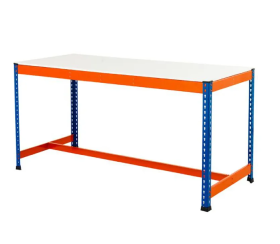 Value Workbench Orange/Blue 900h x 1500w x 600d 2 Levels c/w Chipboard 15mm 300kg